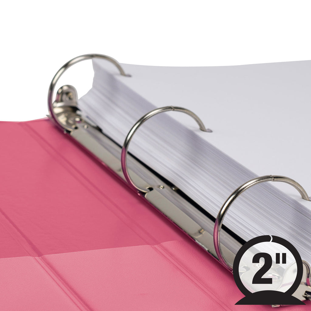 Earths Choice Plant-Based Durable Fashion View Binder, 3 Rings, 2" Capacity, 11 x 8.5, Berry, 2/Pack