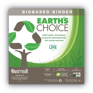 Earth's Choice Plant-Based BOHO D-Ring View Binders, 1" Capacity, 11 x 8.5, Indigo, 2/Pack