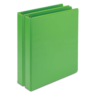 Earths Choice Plant-Based Durable Fashion View Binder, 3 Rings, 1" Capacity, 11 x 8.5, Lime, 2/Pack