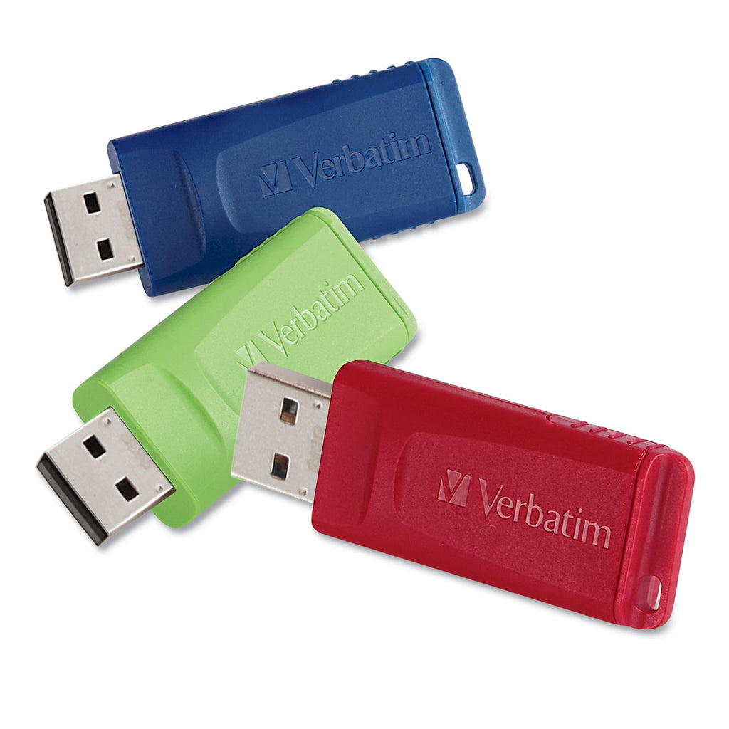 Store 'n' Go USB Flash Drive, 8 GB, Assorted Colors, 3/Pack - 