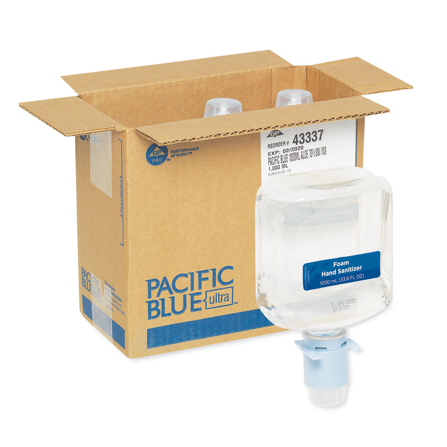 pacific-blue-ultra-automated-sanitizer-dispenser-refill-foam-hand-sanitizer-1000-ml-bottle-fragrance-free-3-carton_gpc43337 - 1