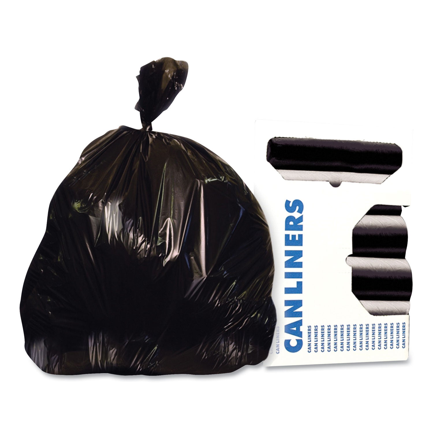 Low-Density Repro Can Liner, 45 gal, 2 mil, 40" x 46", Black, 100/Carton