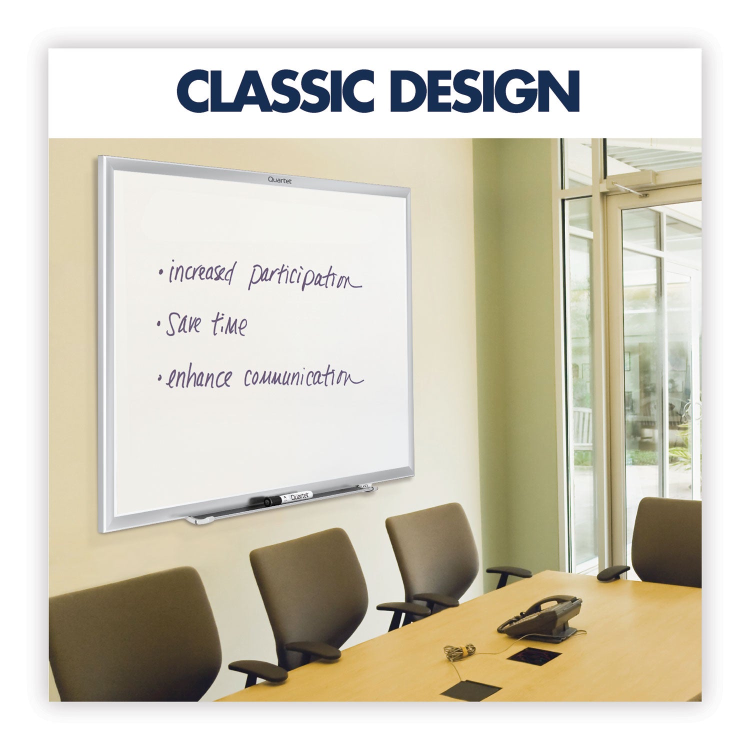 Classic Series Nano-Clean Dry Erase Board, 48 x 36, White Surface, Silver Aluminum Frame - 