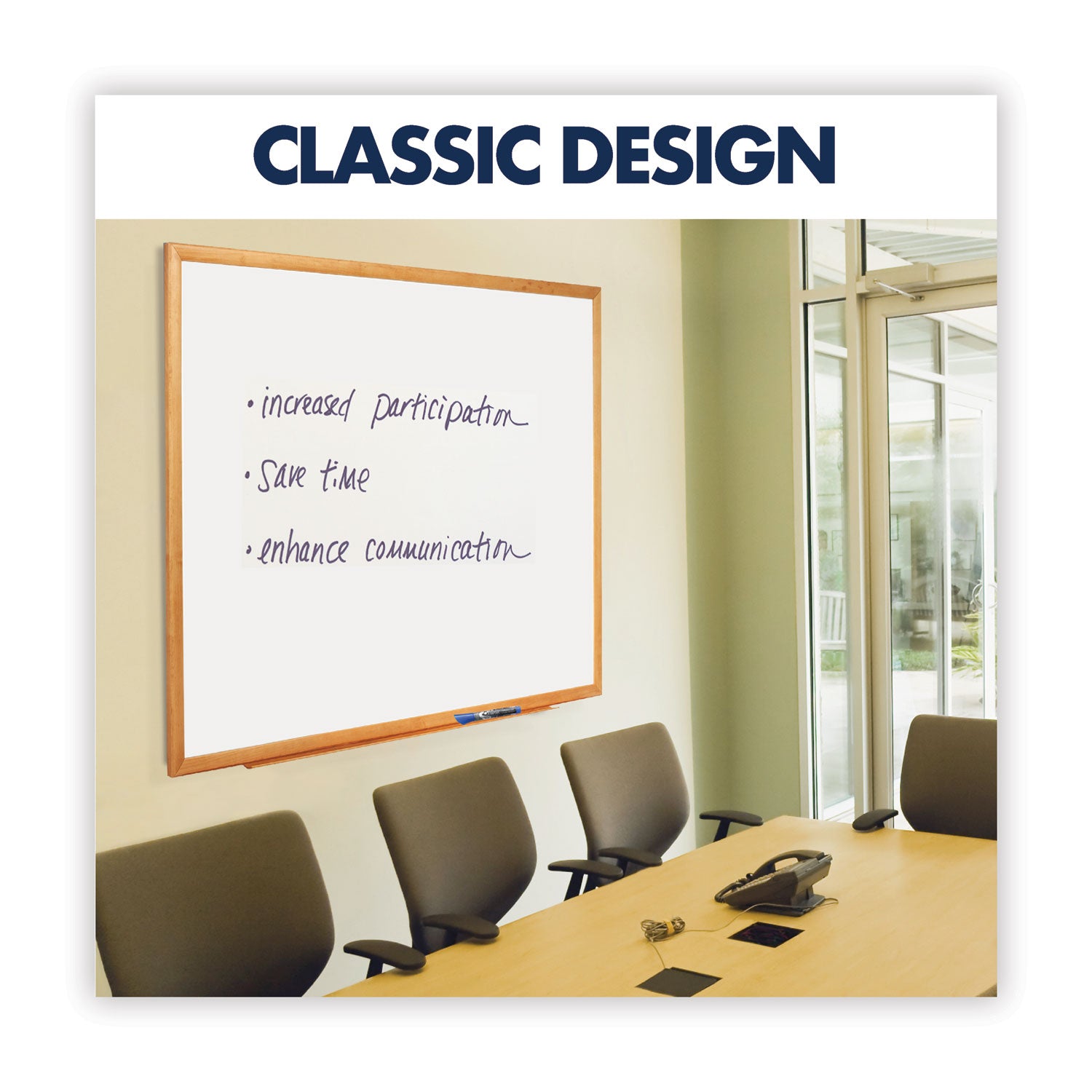 Classic Series Total Erase Dry Erase Boards, 72 x 48, White Surface, Oak Fiberboard Frame - 