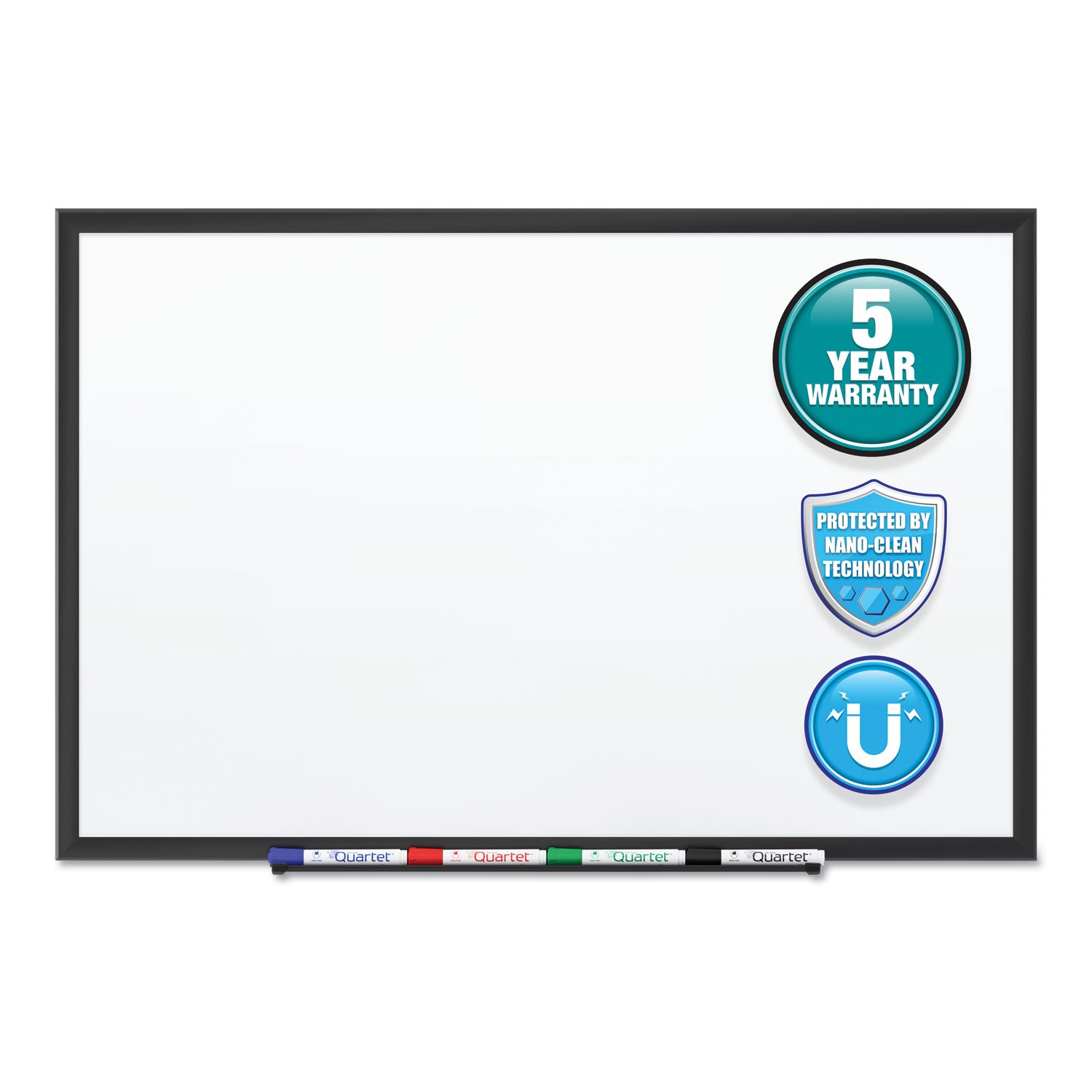 Classic Series Nano-Clean Dry Erase Board, 36 x 24, White Surface, Black Aluminum Frame - 