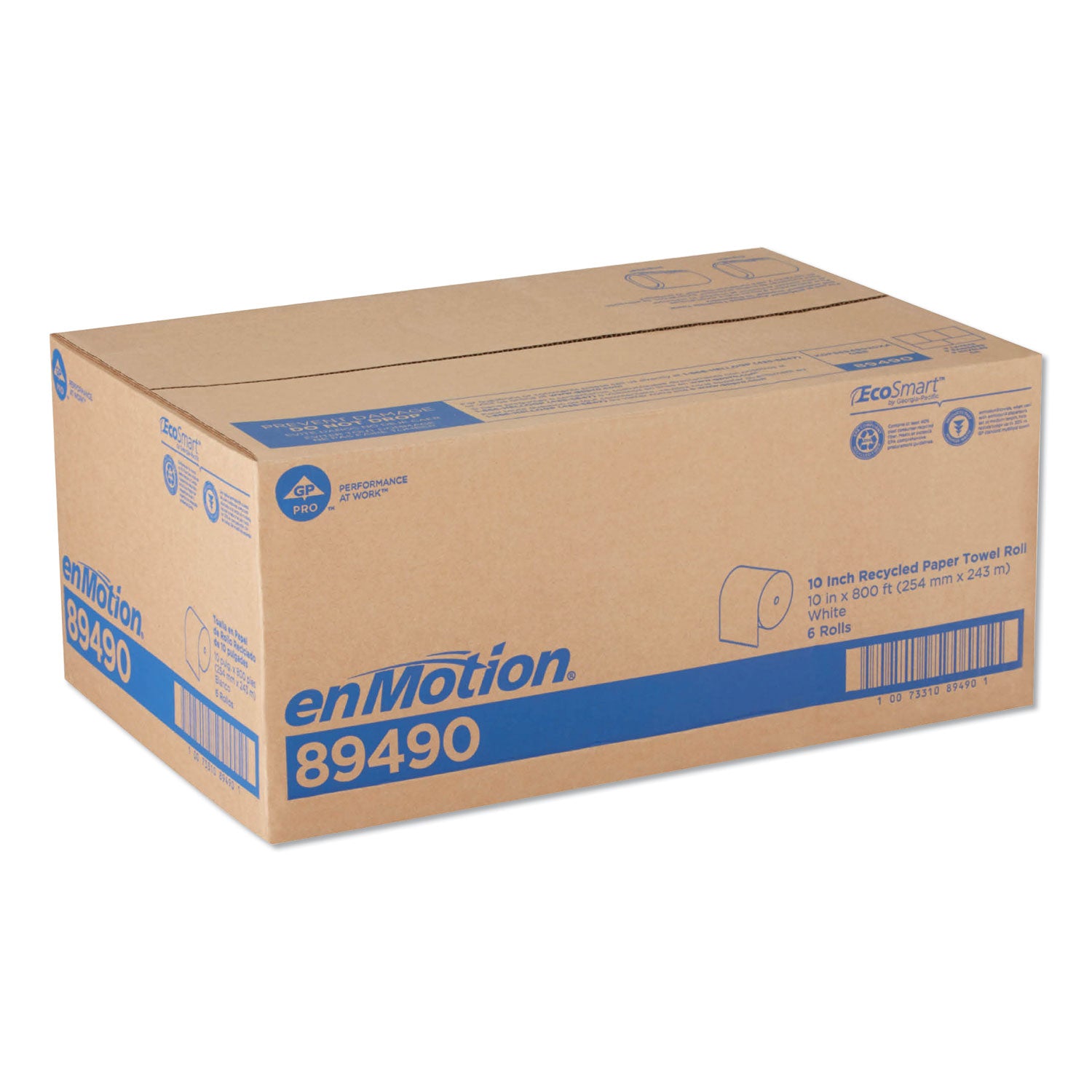 enMotion Paper Towel Rolls, 10" x 800', 40% Recycled, White, Pack Of 6 Rolls - 1 Ply - 10" x 800 ft - 1.75" Core - White - Soft, Absorbent, Long Lasting - For Multipurpose - 6 / Carton