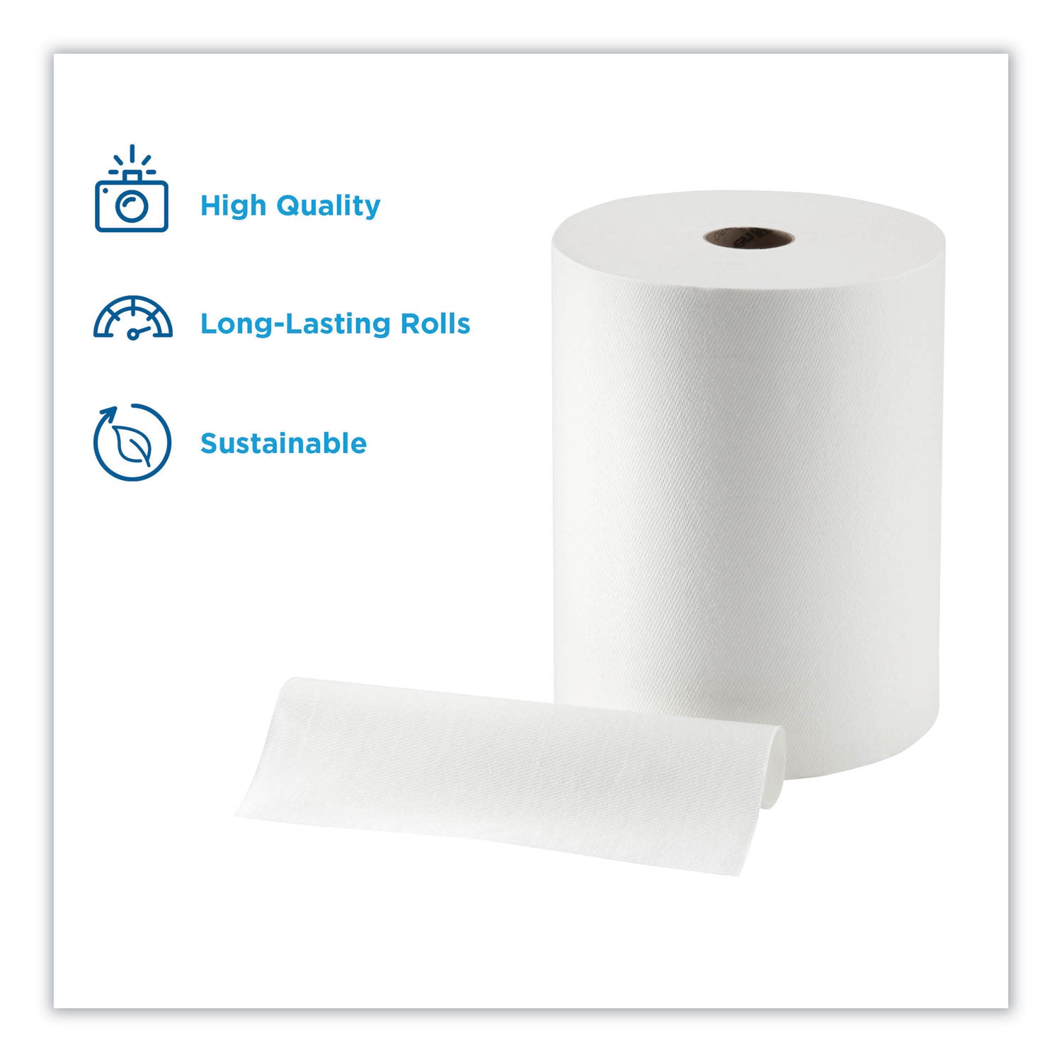 Paper Towel High Capacity Rolls, 1-Ply, 10" x 800 ft, White, 6 Rolls/Carton