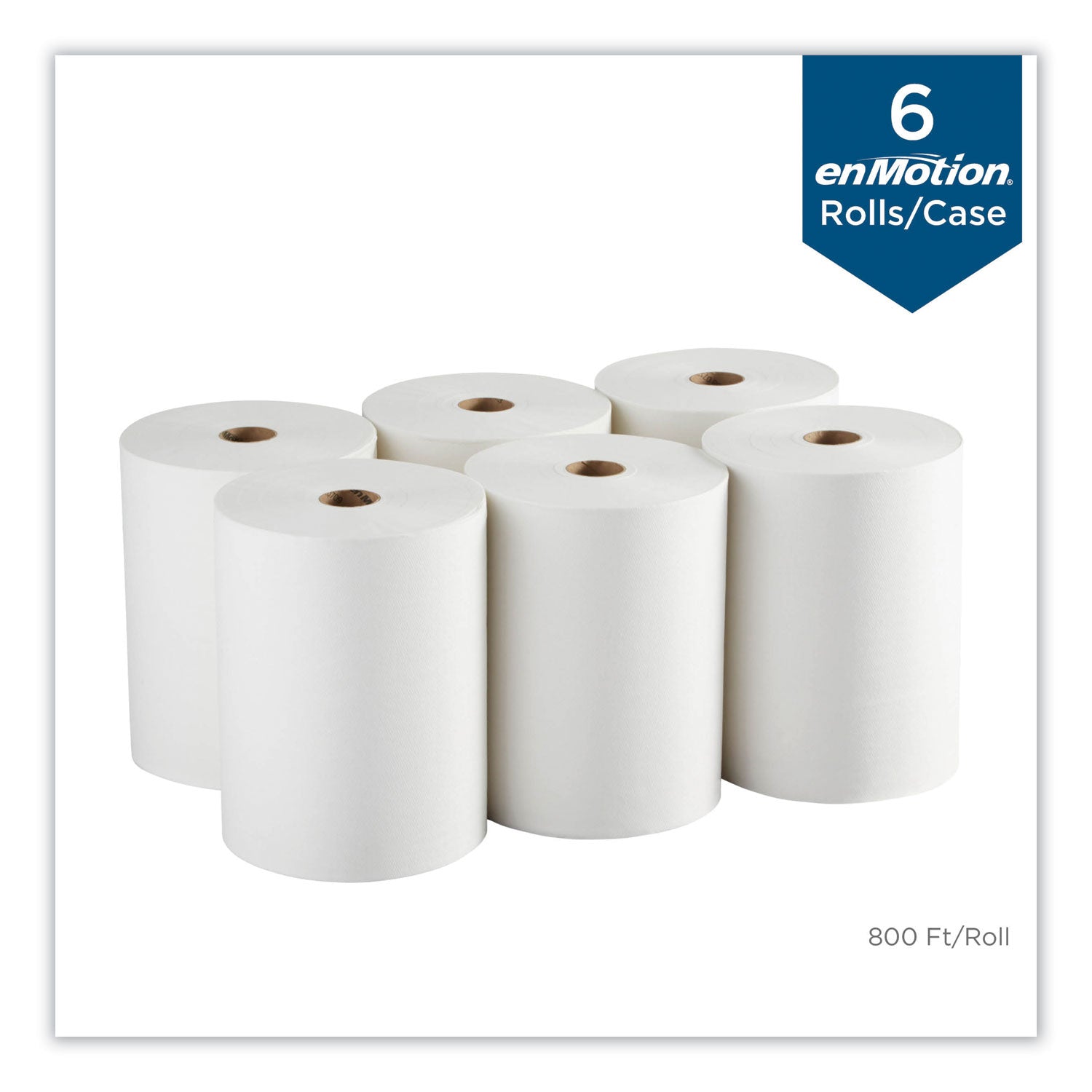 enMotion Paper Towel Rolls, 10" x 800', 40% Recycled, White, Pack Of 6 Rolls - 1 Ply - 10" x 800 ft - 1.75" Core - White - Soft, Absorbent, Long Lasting - For Multipurpose - 6 / Carton - 3