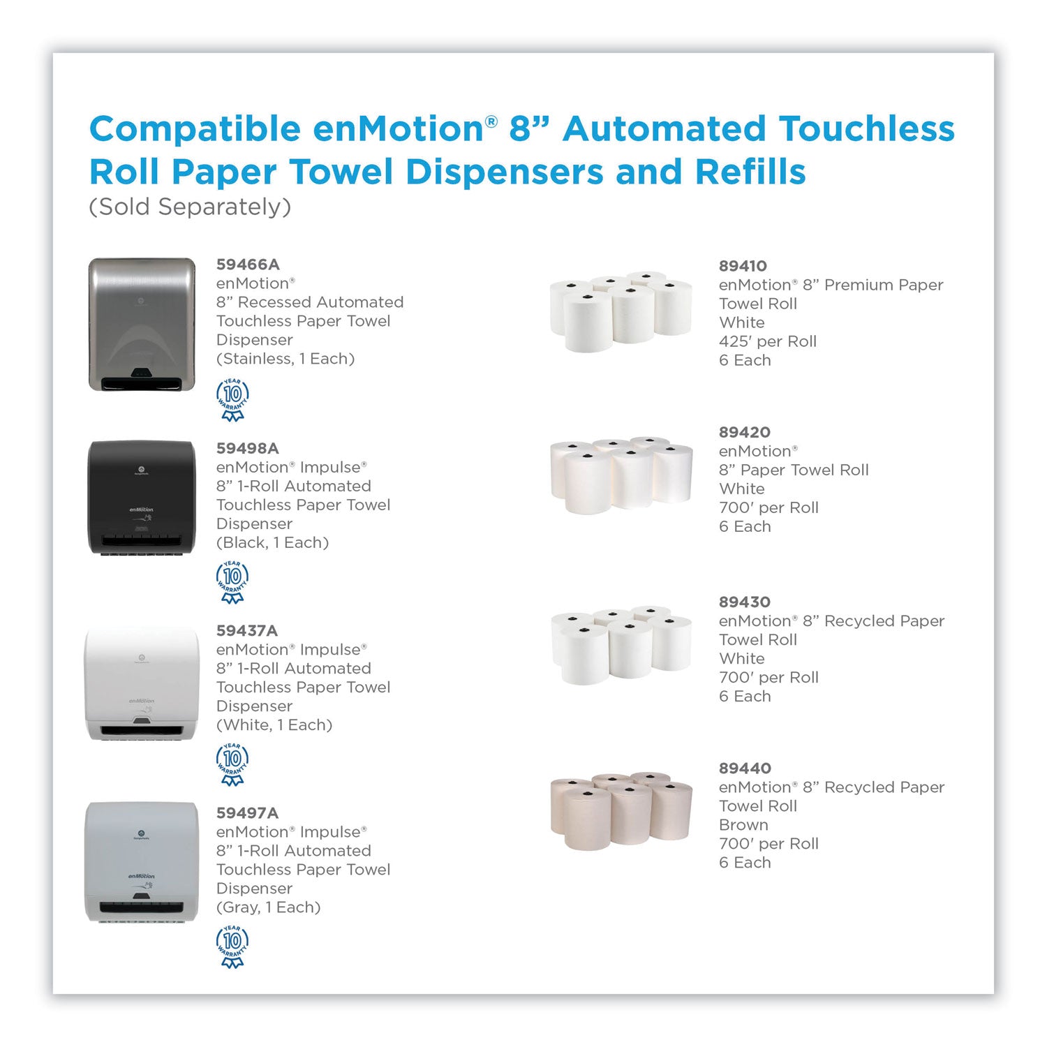 enMotion 8" Recycled Paper Towel Rolls by GP Pro