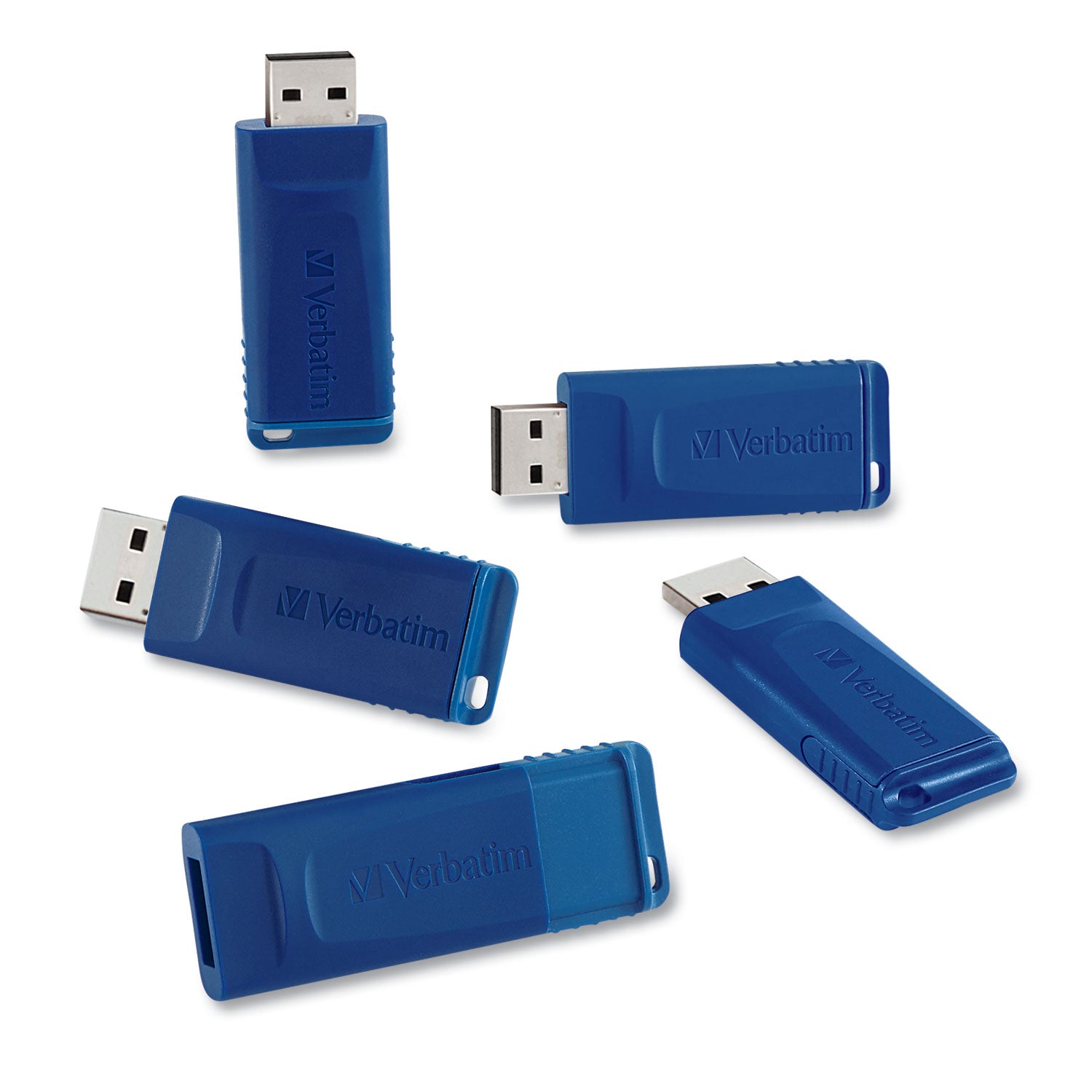 Classic USB 2.0 Flash Drive, 16 GB, Blue, 5/Pack