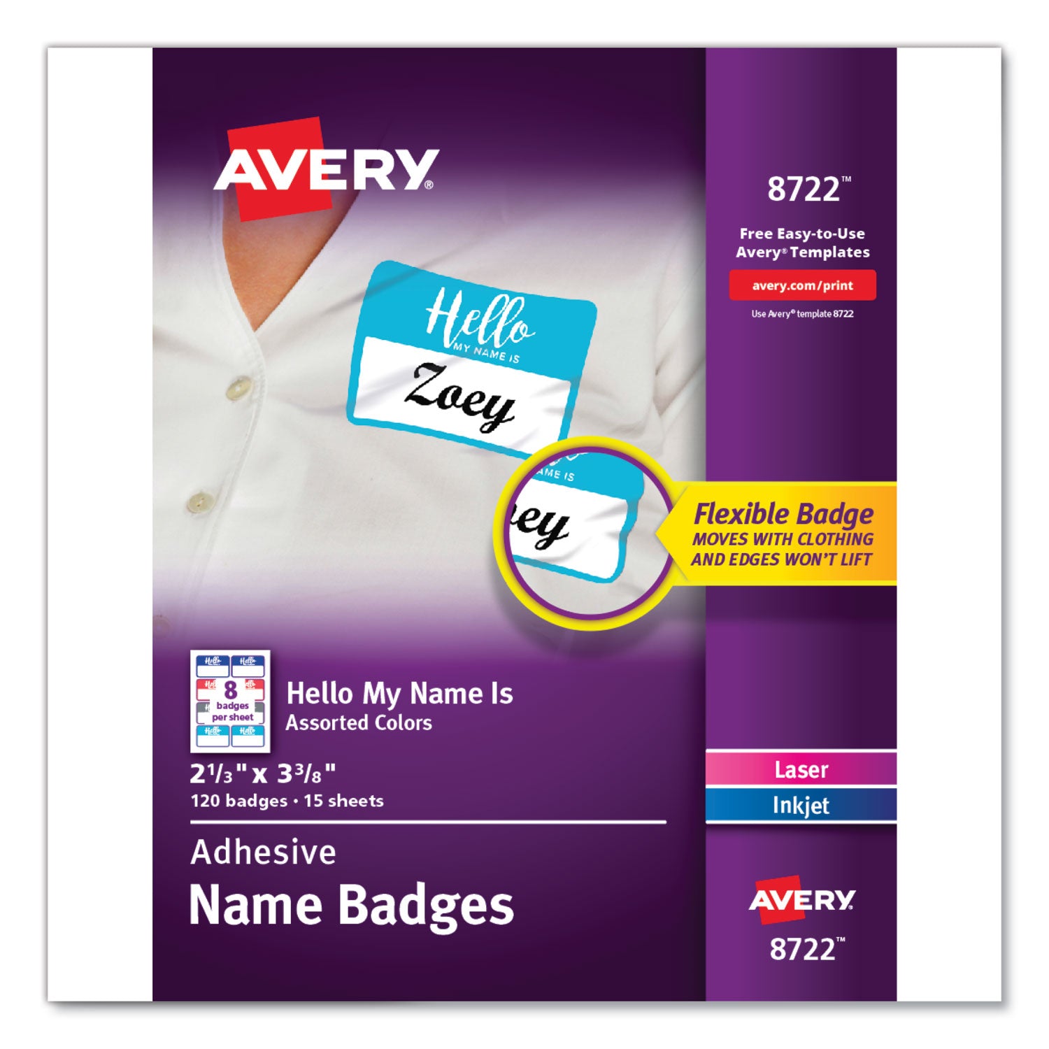 flexible-adhesive-name-badge-labels-hello-3-3-8-x-2-1-3-assorted-120-pk_ave8722 - 1