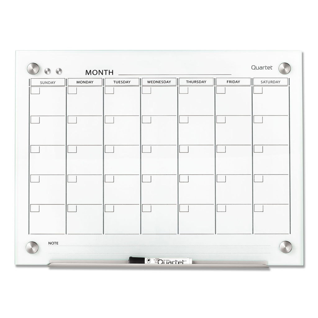 Infinity Magnetic Glass Calendar Board, One Month, 24 x 18, White Surface - 