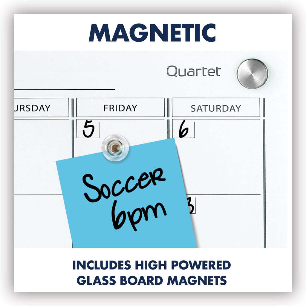 Infinity Magnetic Glass Calendar Board, One Month, 24 x 18, White Surface - 