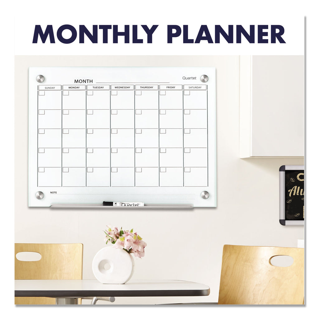 Infinity Magnetic Glass Calendar Board, One Month, 24 x 18, White Surface - 