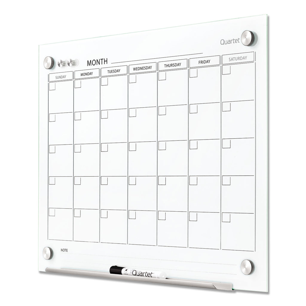 Infinity Magnetic Glass Calendar Board, One Month, 24 x 18, White Surface - 