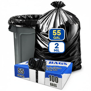 plastic prince 37 x 50 55 gallon 2 mil black trash bags 10 rolls of 10 bags total of 100/case