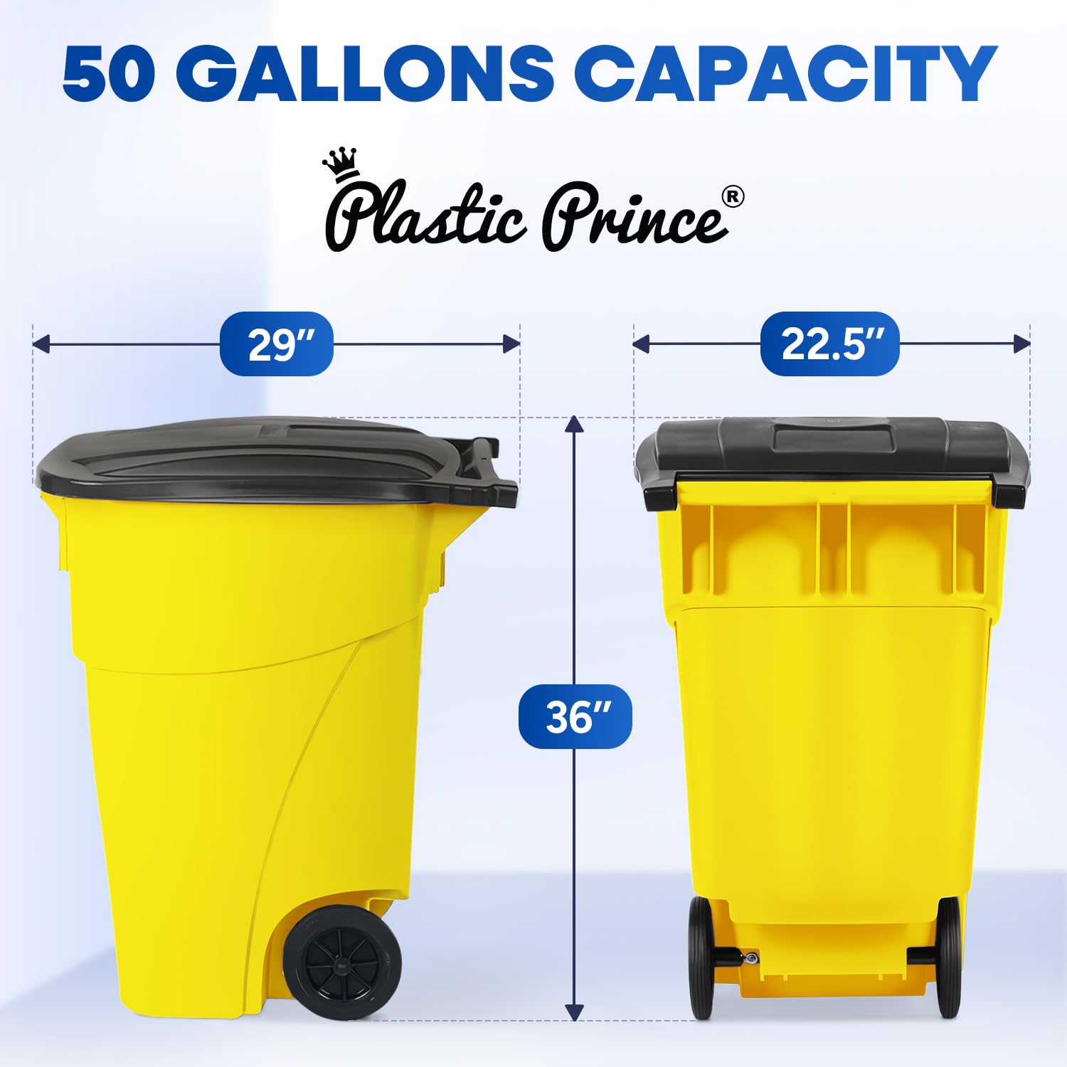 50 Gallon Rollout Container, Yellow