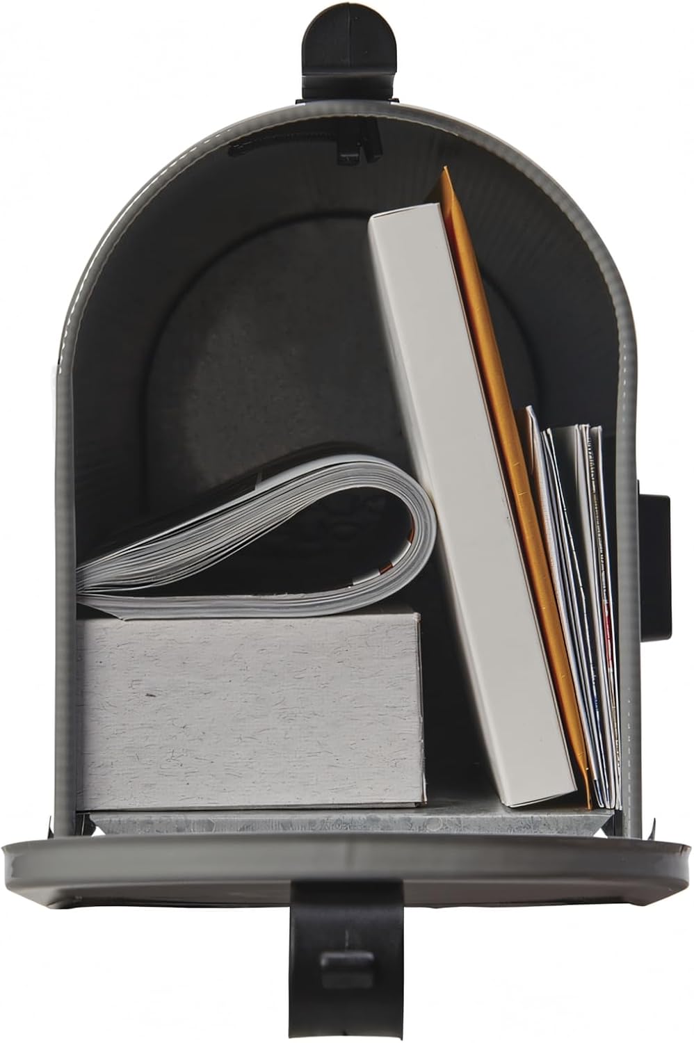 Plexon Mailboxes Classic Post Mount Mailbox - 20.28" L x 9.45" H x 6.78" W, Galvanized Steel, Gray, Rust-Resistant Powder Coated Finish