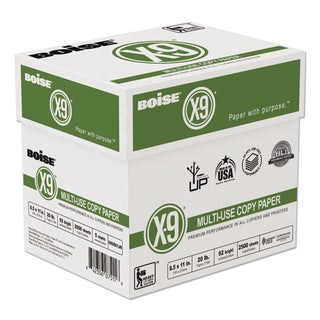 X-9 Multi-Use Copy Paper, 92 Bright, 20 lb Bond Weight, 8.5 x 11, White, 500 Sheets/Ream, 5 Reams/Carton