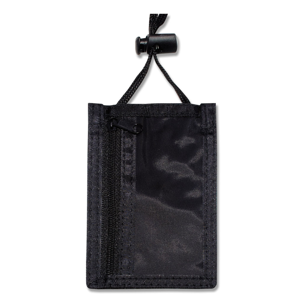 ID Badge Holders with Convention Neck Pouch, Vertical, Black/Clear 3.25" x 5" Holder, 2.38" x 3.5" Insert, 48" Cord, 12/Pack