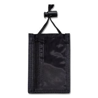 ID Badge Holders with Convention Neck Pouch, Vertical, Black/Clear 3.25" x 5" Holder, 2.38" x 3.5" Insert, 48" Cord, 12/Pack