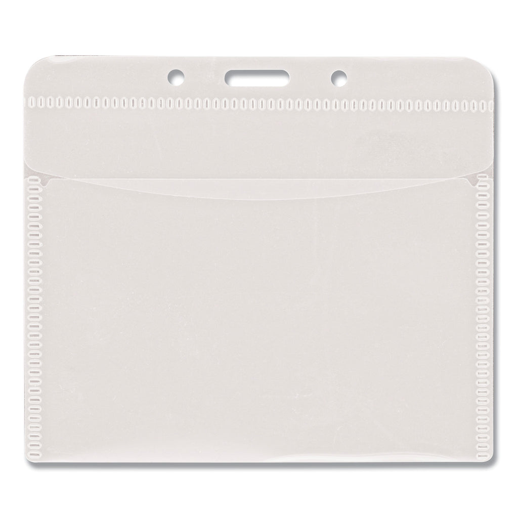 PVC-Free Badge Holders, Horizontal, Clear 4.5" x 4" Holder, 4.13" x 3.25" Insert, 50/Pack