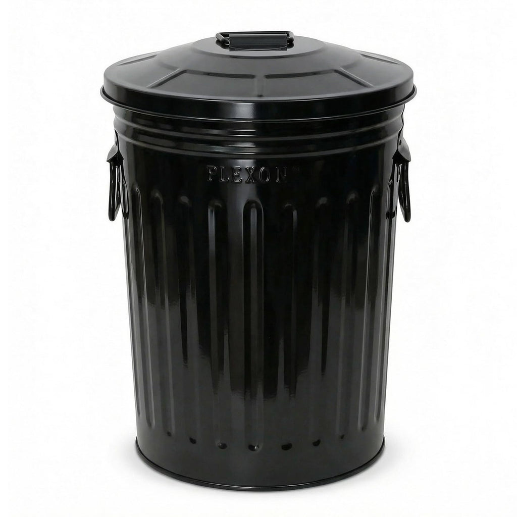 plexon-2-gallon-small-metal-trash-can-with-lid-bathroom-garbage-can-with-lid-bathroom-trash-can-for-bedroom-office-kitchen-indoor-waste-basket-round-powder-coated-black-bucket