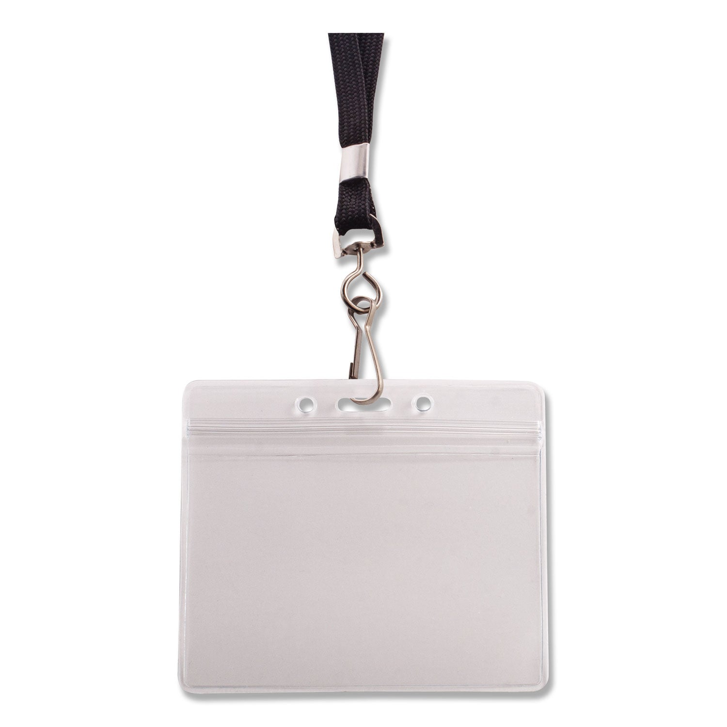 Resealable Badge Holders Combo Pack with 36" Lanyard, Horizontal, Frost 4.13" x 3.75" Holder, 3.88" x 2.63" Insert, 20/Pack