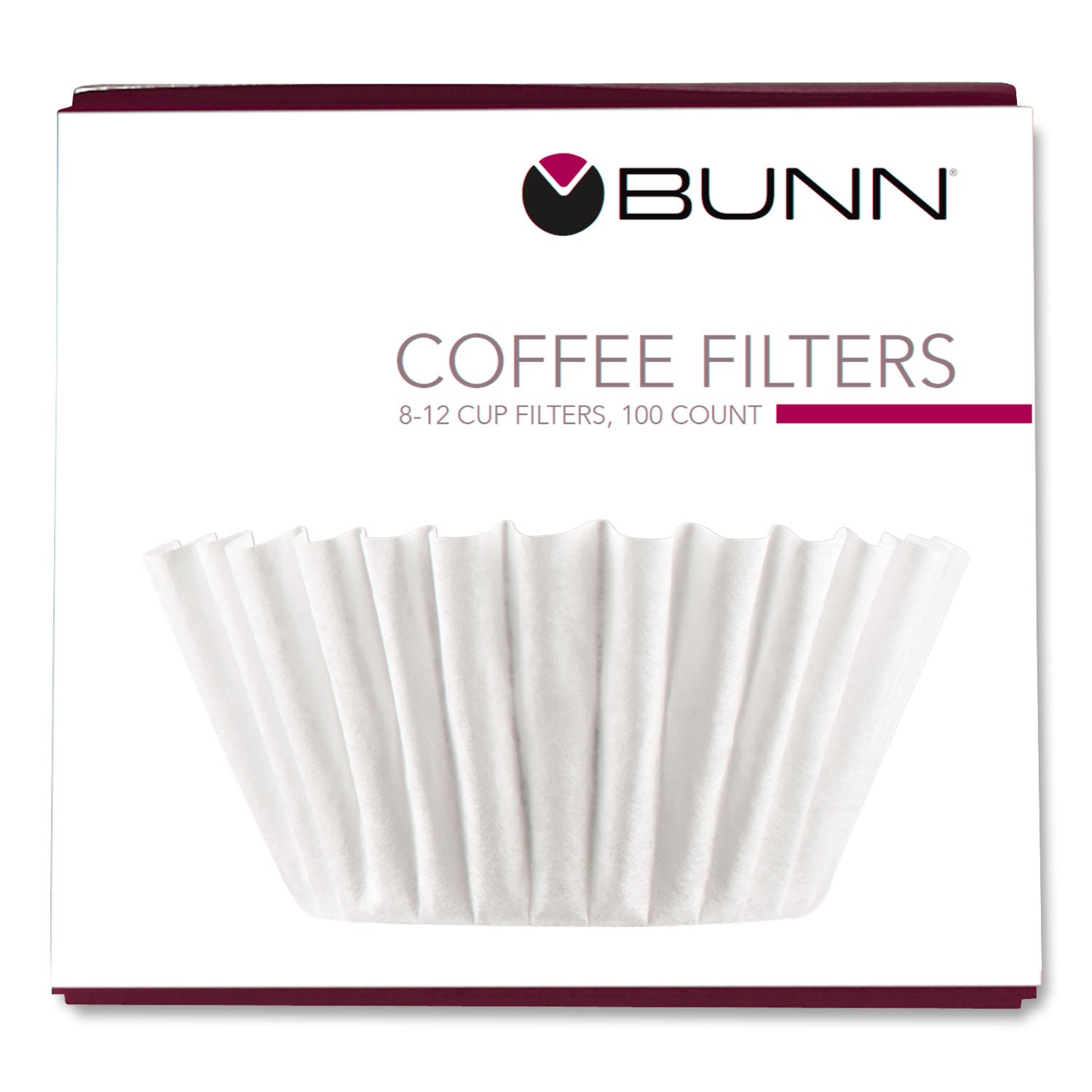 Coffee Filters, 8 to 12 Cup Size, Flat Bottom, 100/Pack, 12 Packs/Carton - 