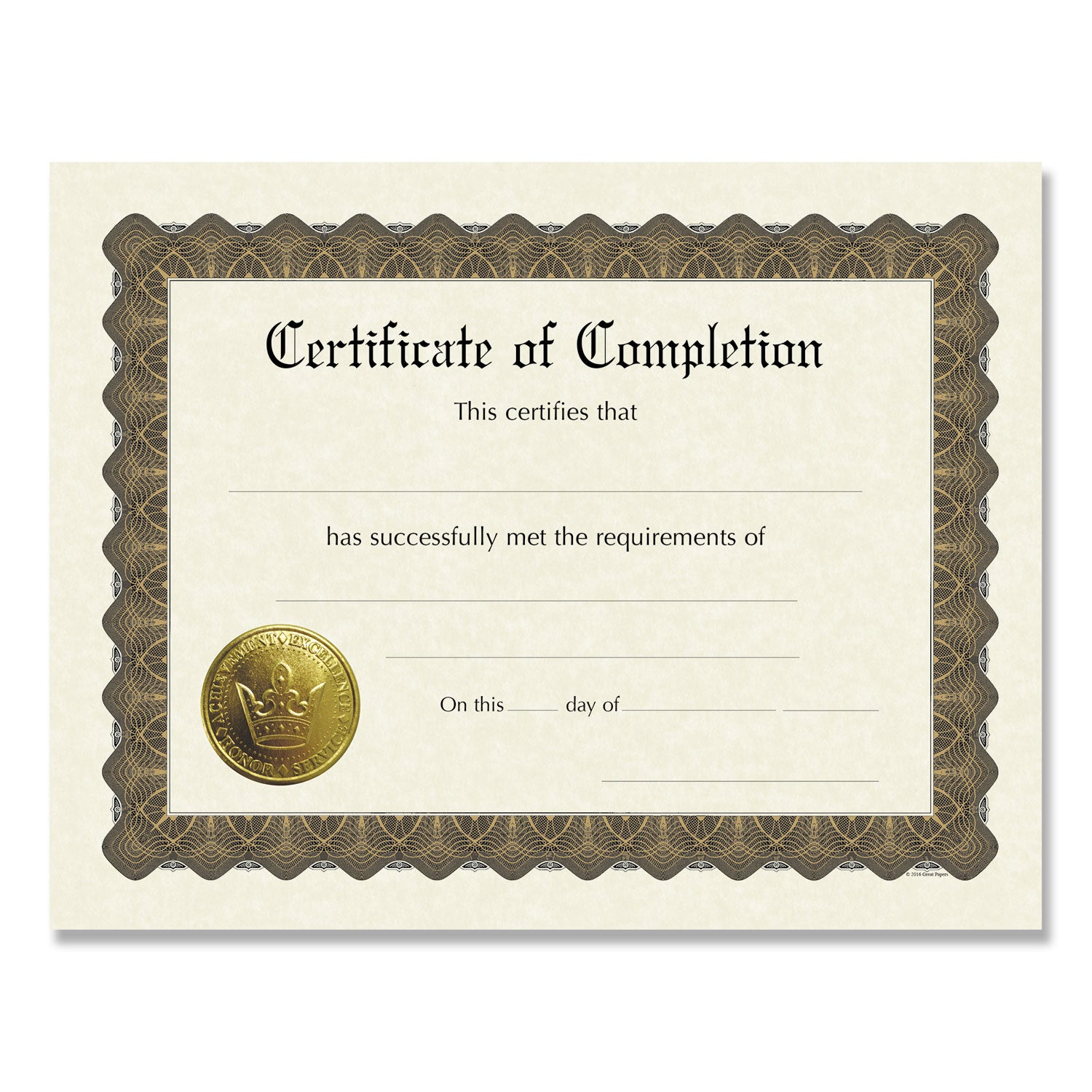 ready-to-use-certificates-completion-11-x-85-ivory-brown-gold-colors-with-brown-border-6-pack_cos930400 - 1