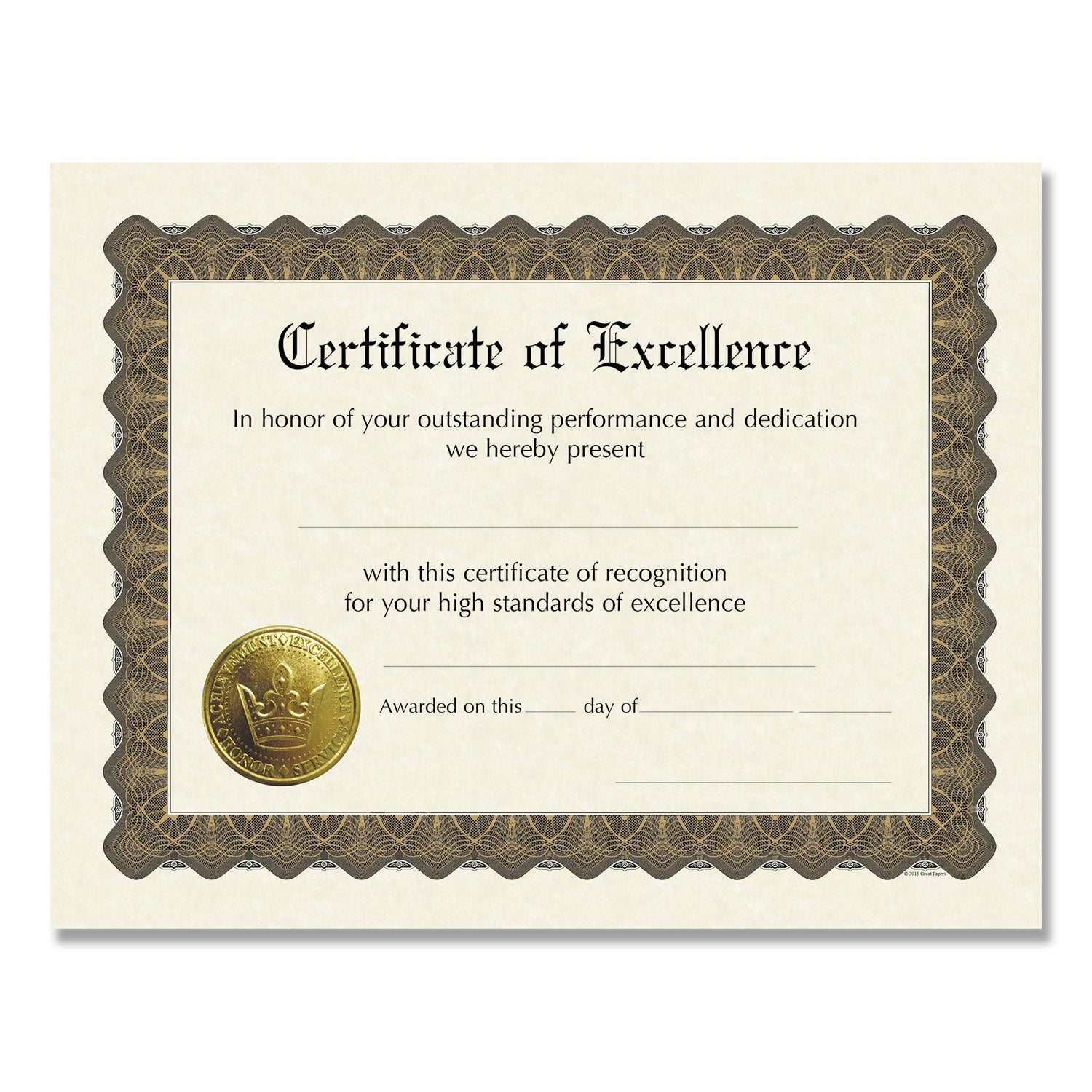 ready-to-use-certificates-excellence-11-x-85-ivory-brown-gold-colors-with-brown-border-6-pack_cos930600 - 1