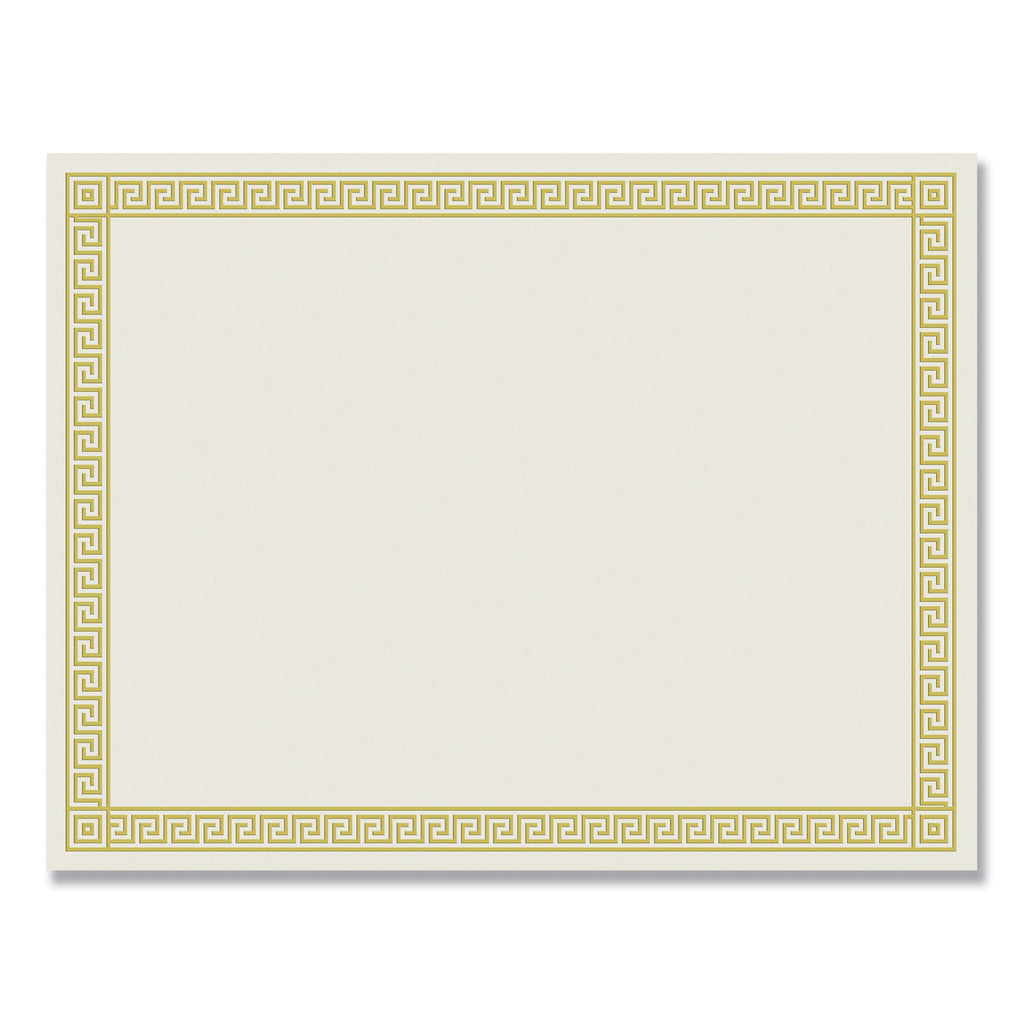 Foil Border Certificates, 8.5 x 11, Ivory/Gold with Channel Gold Border, 12/Pack