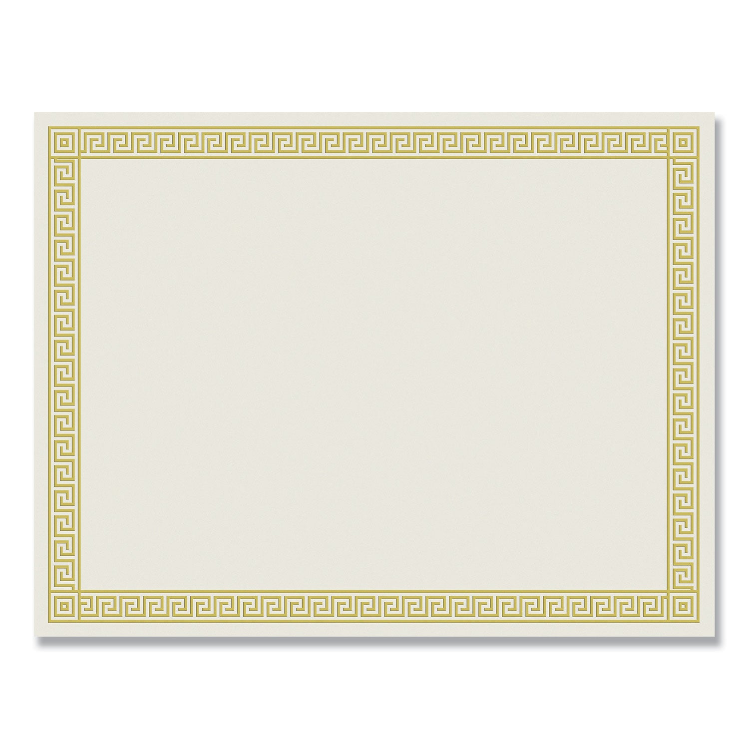 Foil Border Certificates, 8.5 x 11, Ivory/Gold with Channel Gold Border, 12/Pack
