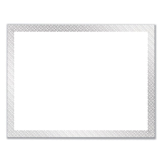 Foil Border Certificates, 8.5 x 11, White/Silver with Braided Silver Border,15/Pack