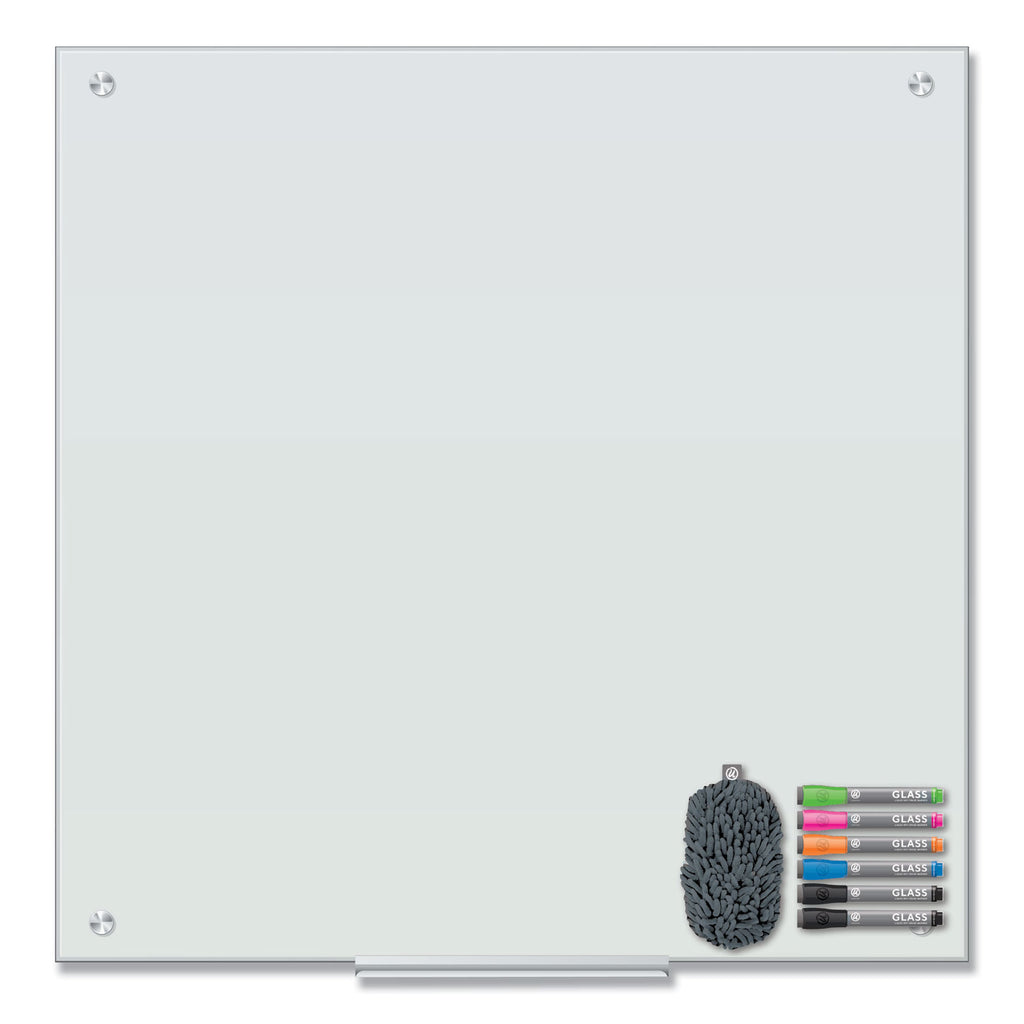 Magnetic Glass Dry Erase Board Value Pack, 35" x 35", Frosted White