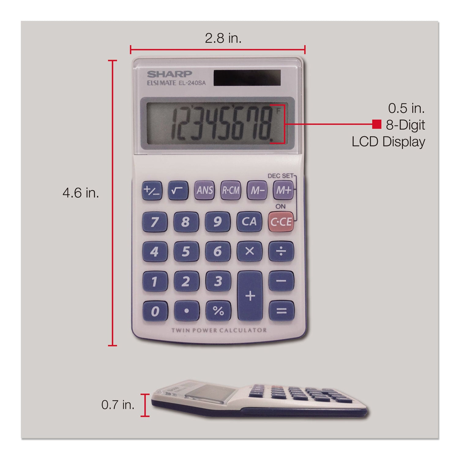 EL240SB Handheld Business Calculator, 8-Digit LCD - 