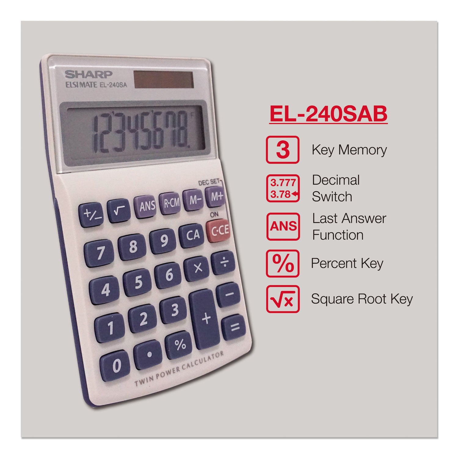 EL240SB Handheld Business Calculator, 8-Digit LCD - 