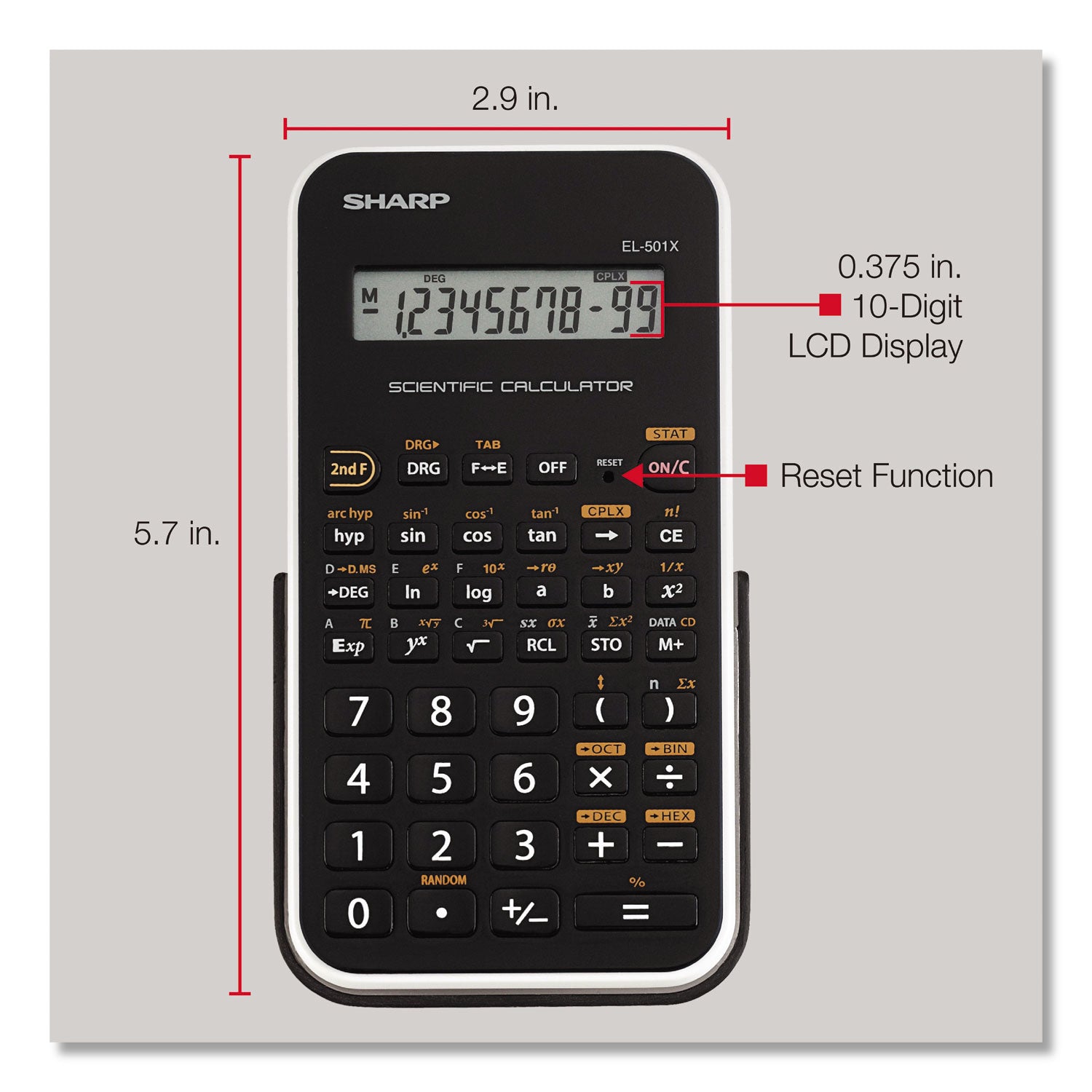EL-501XBWH Scientific Calculator, 10-Digit LCD