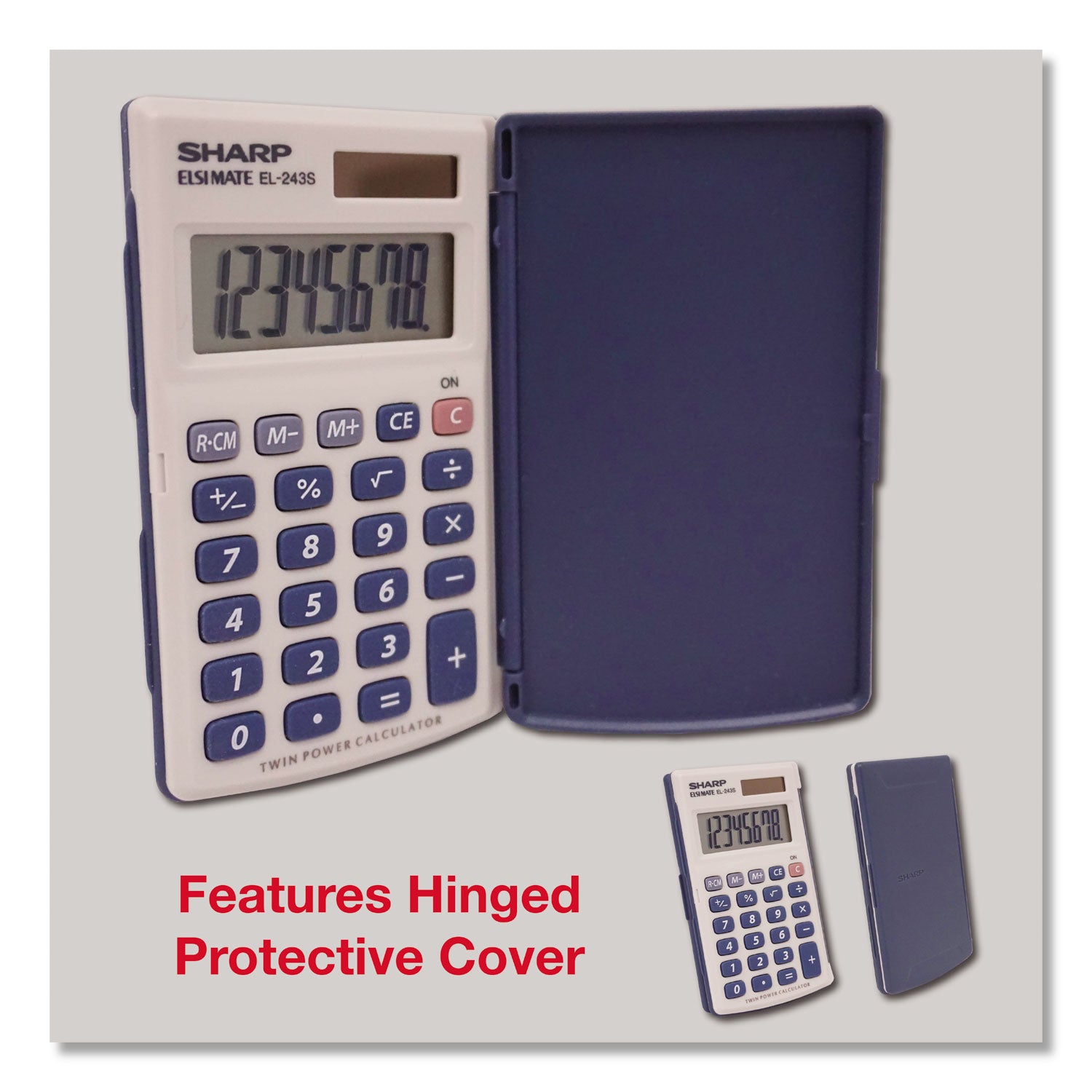EL-243SB Solar Pocket Calculator, 8-Digit LCD - 