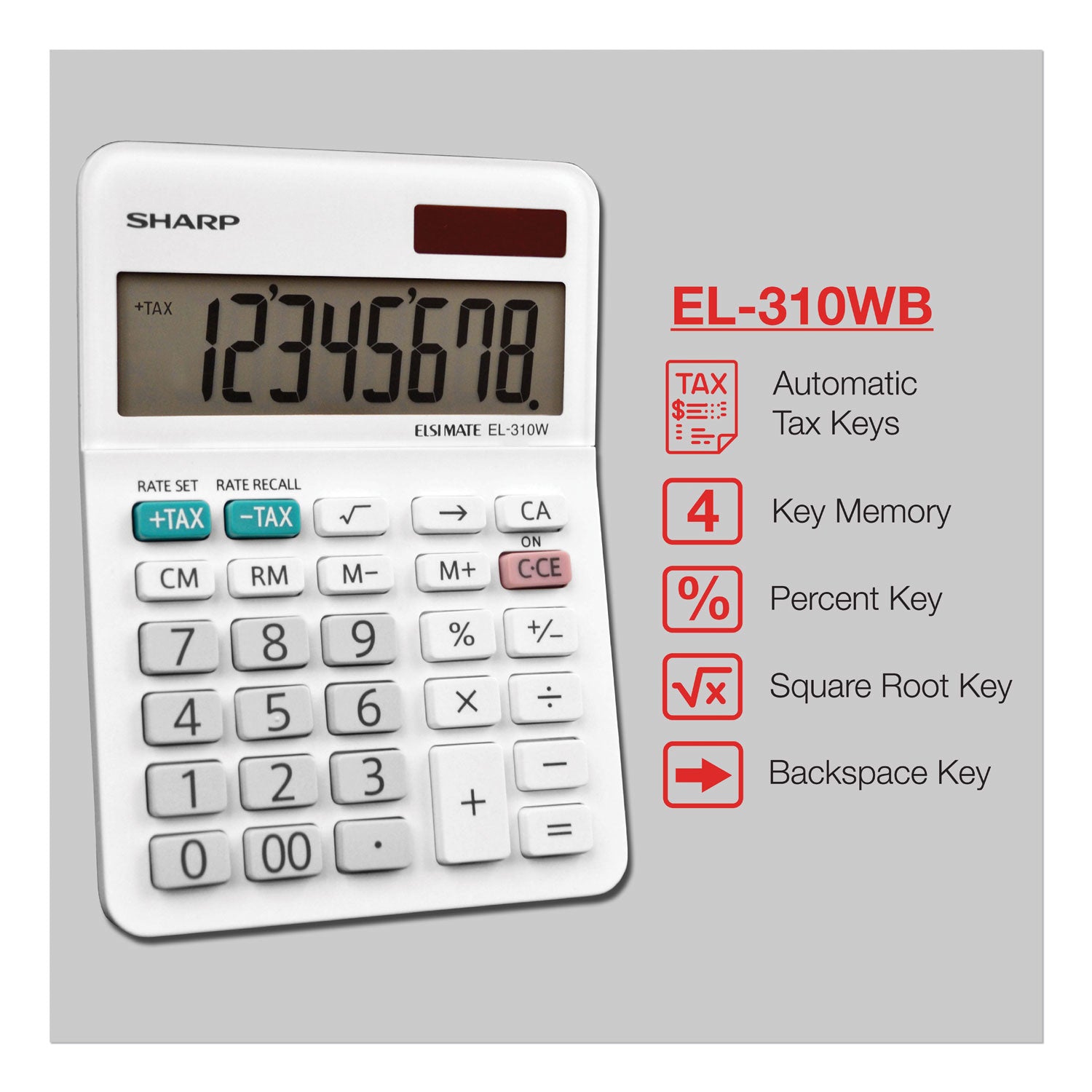 EL-310WB Mini Desktop Calculator, 8-Digit LCD