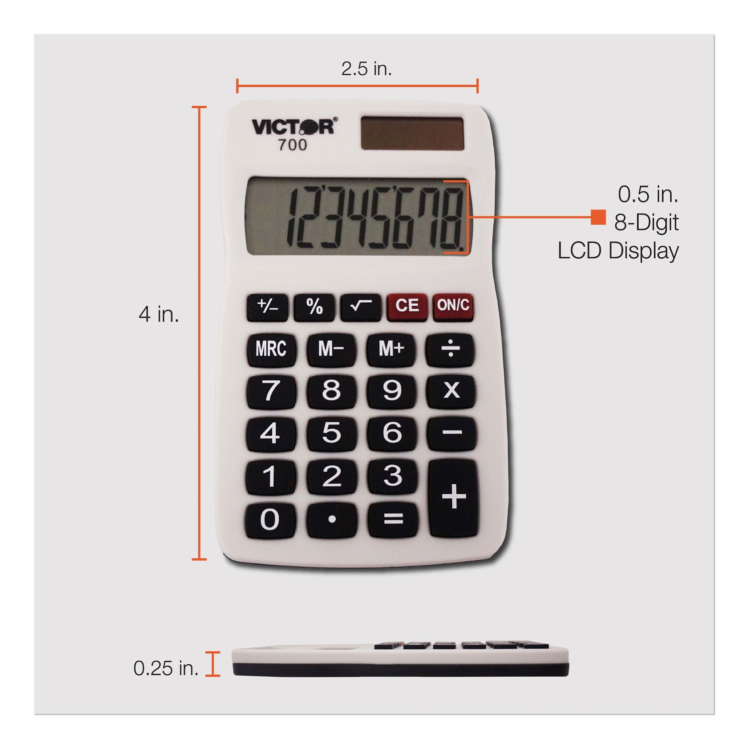 700 Pocket Calculator, 8-Digit LCD - 