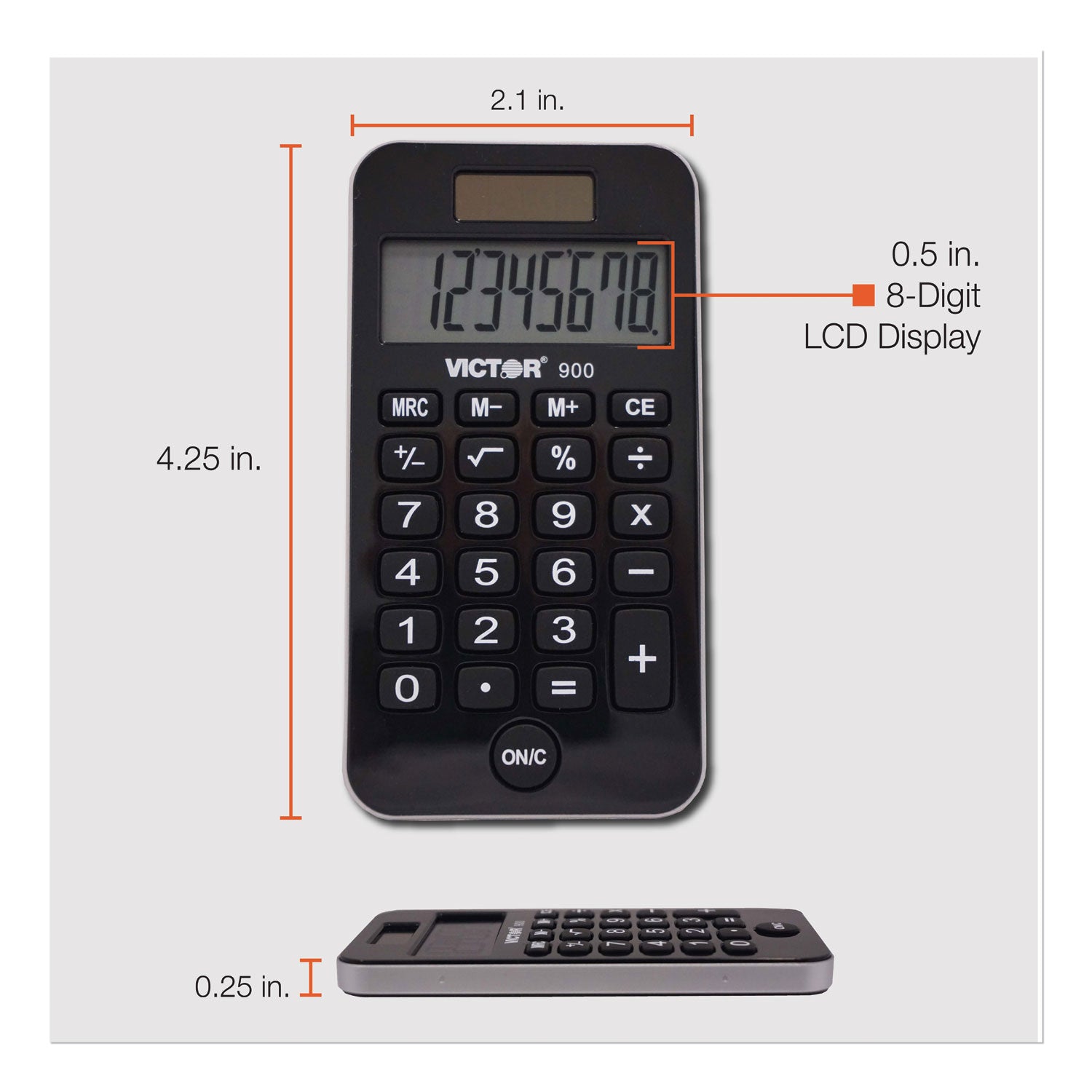 900 Antimicrobial Pocket Calculator, 8-Digit LCD - 
