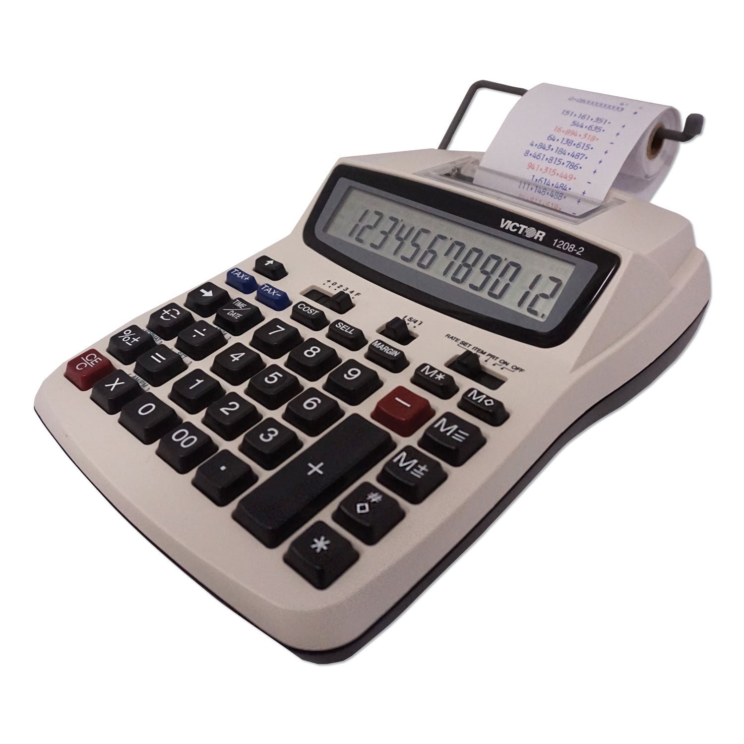 1208-2 Two-Color Compact Printing Calculator, Black/Red Print, 2.3 Lines/Sec - 