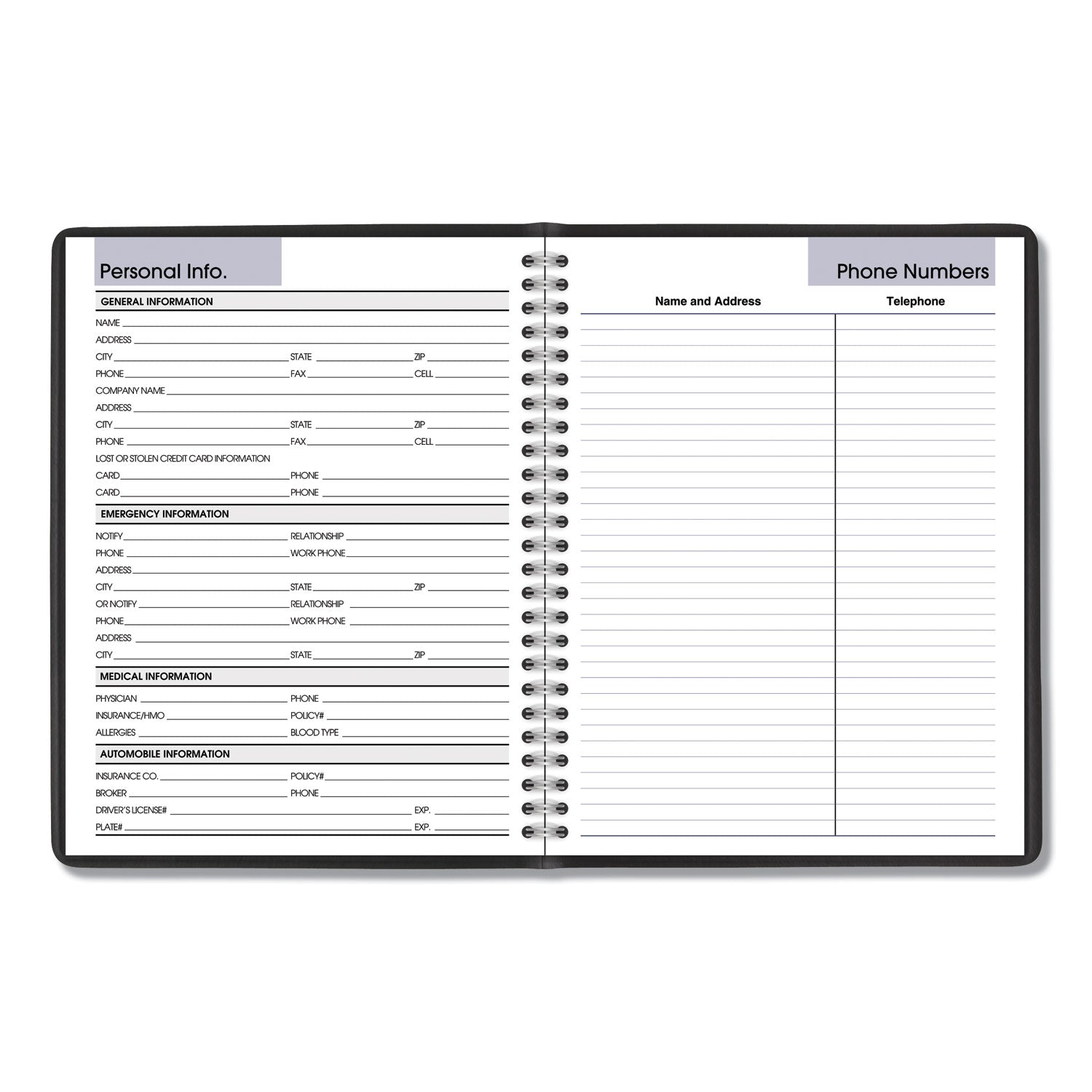 DayMinder Monthly Planner with Notes Column, Ruled Blocks, 8.75 x 7, Black Cover, 12-Month (Jan to Dec): 2024 - 