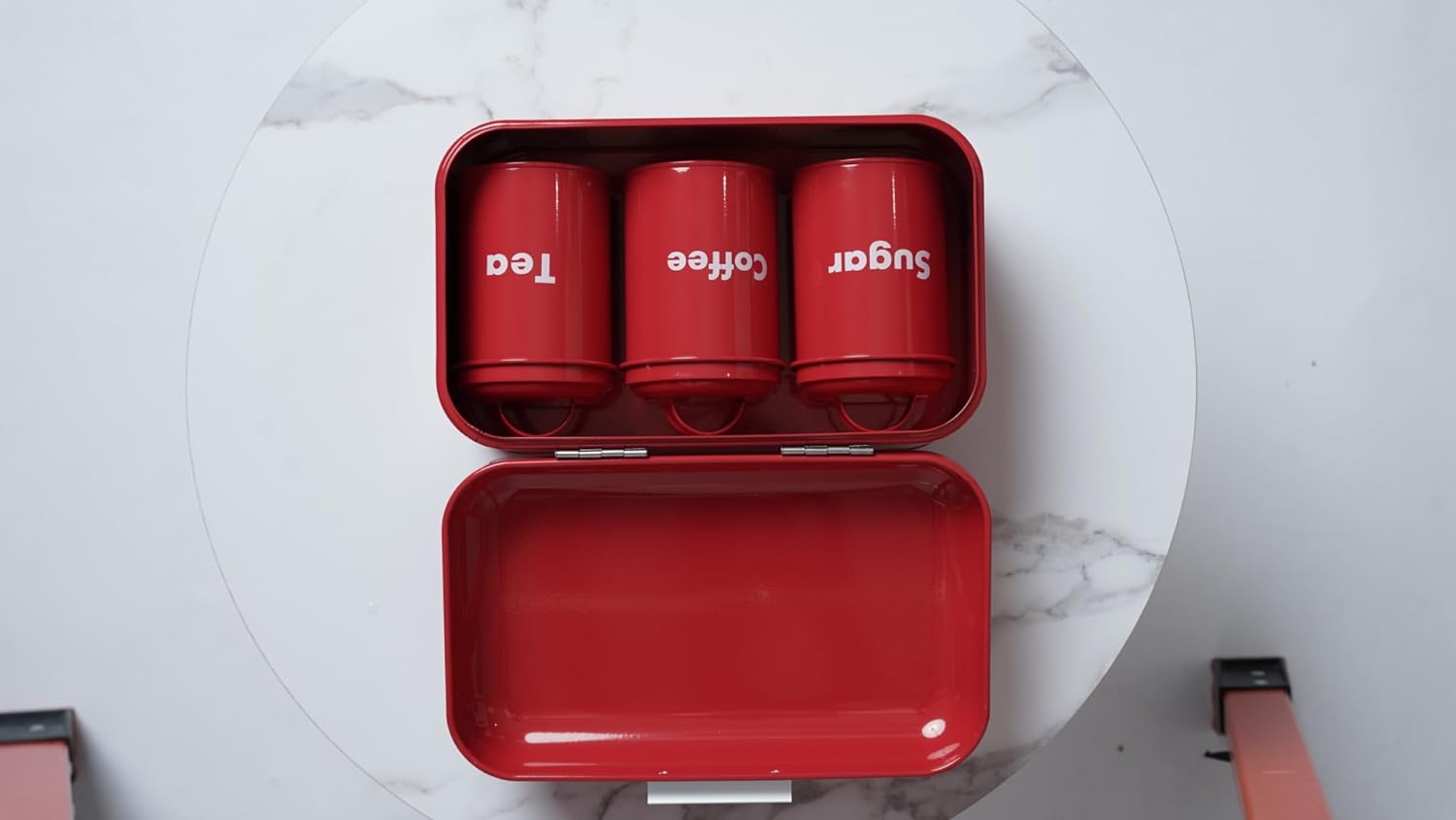 4-piece Red Metal Bread Box Set with Lids - 2