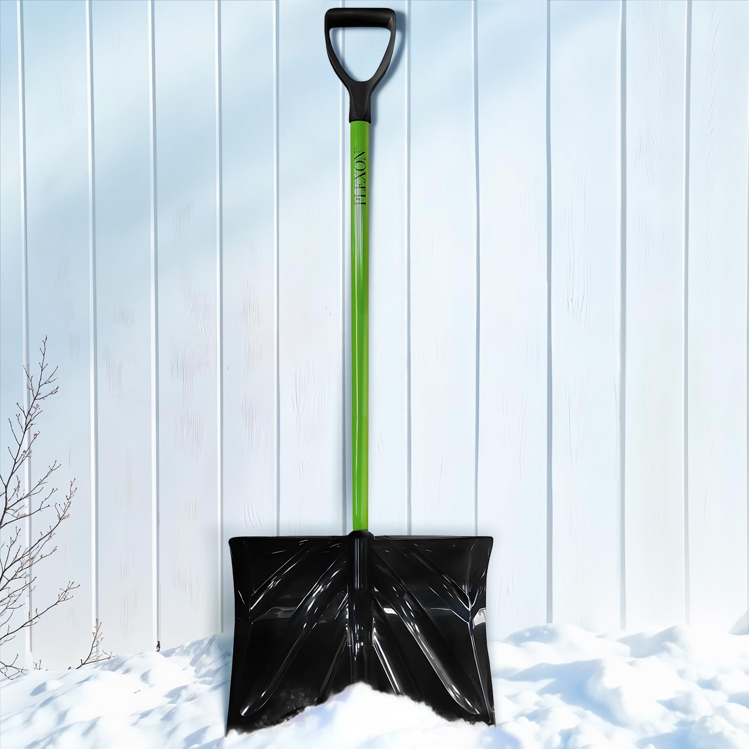 48" Snow Pusher with Fiberglass Handle & Plastic D-Grip, 17" Wide Blade, Green
