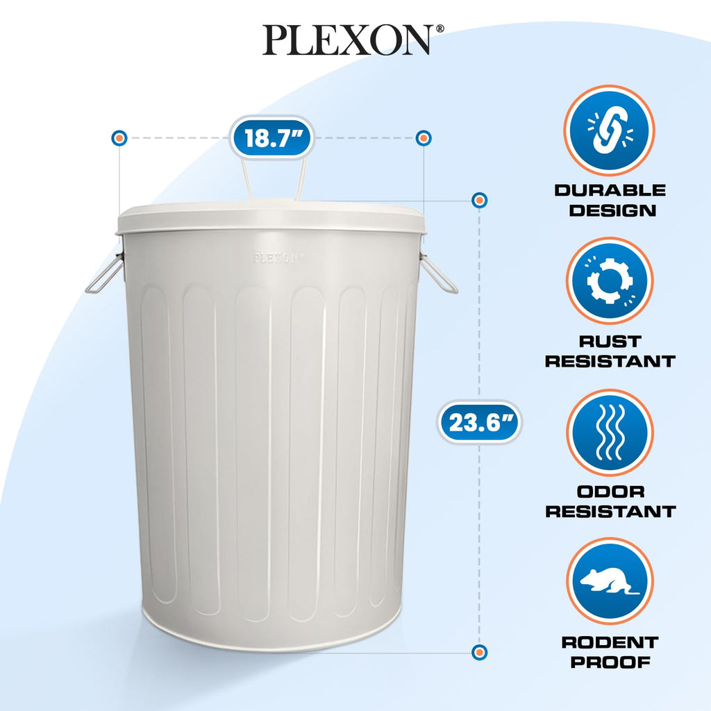 20 Gal Off-White Galvanized Steel Round Trash Can with Lid