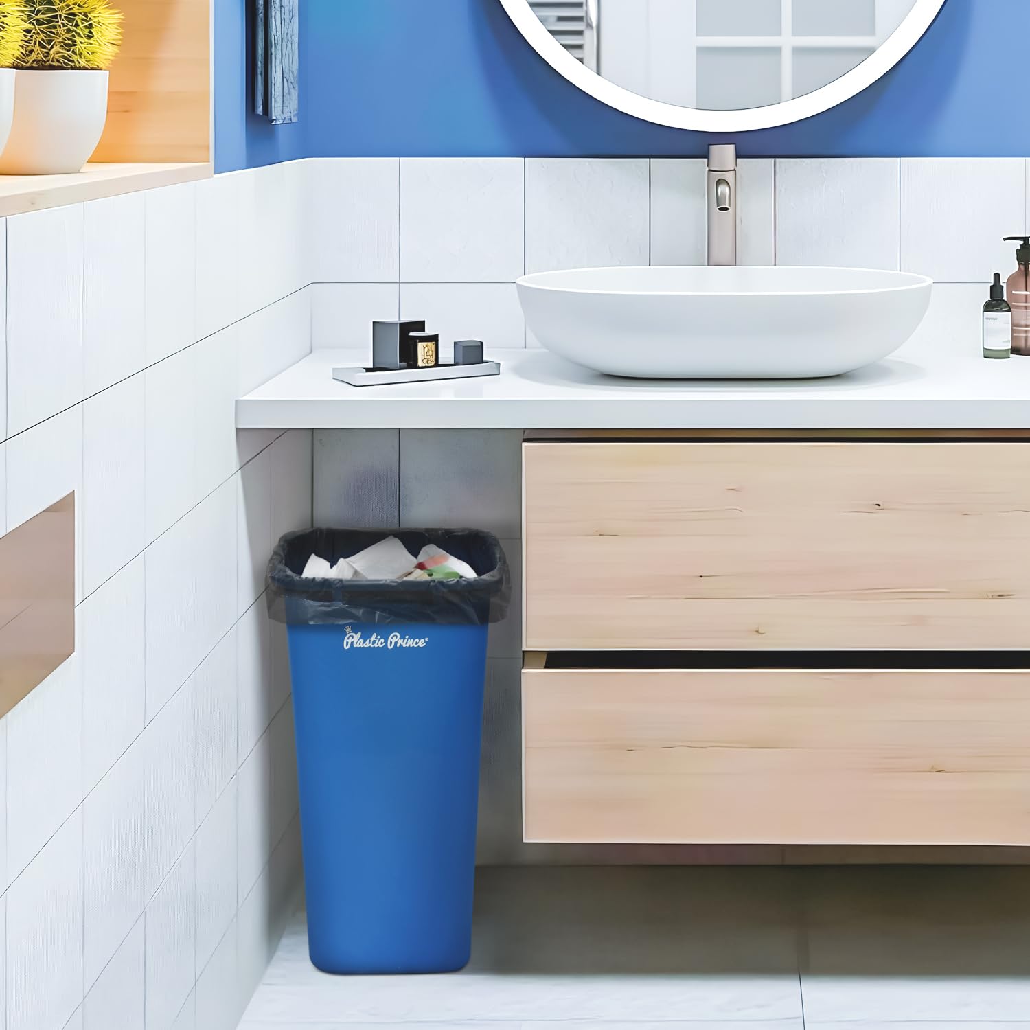 40-QT Blue Wastebasket