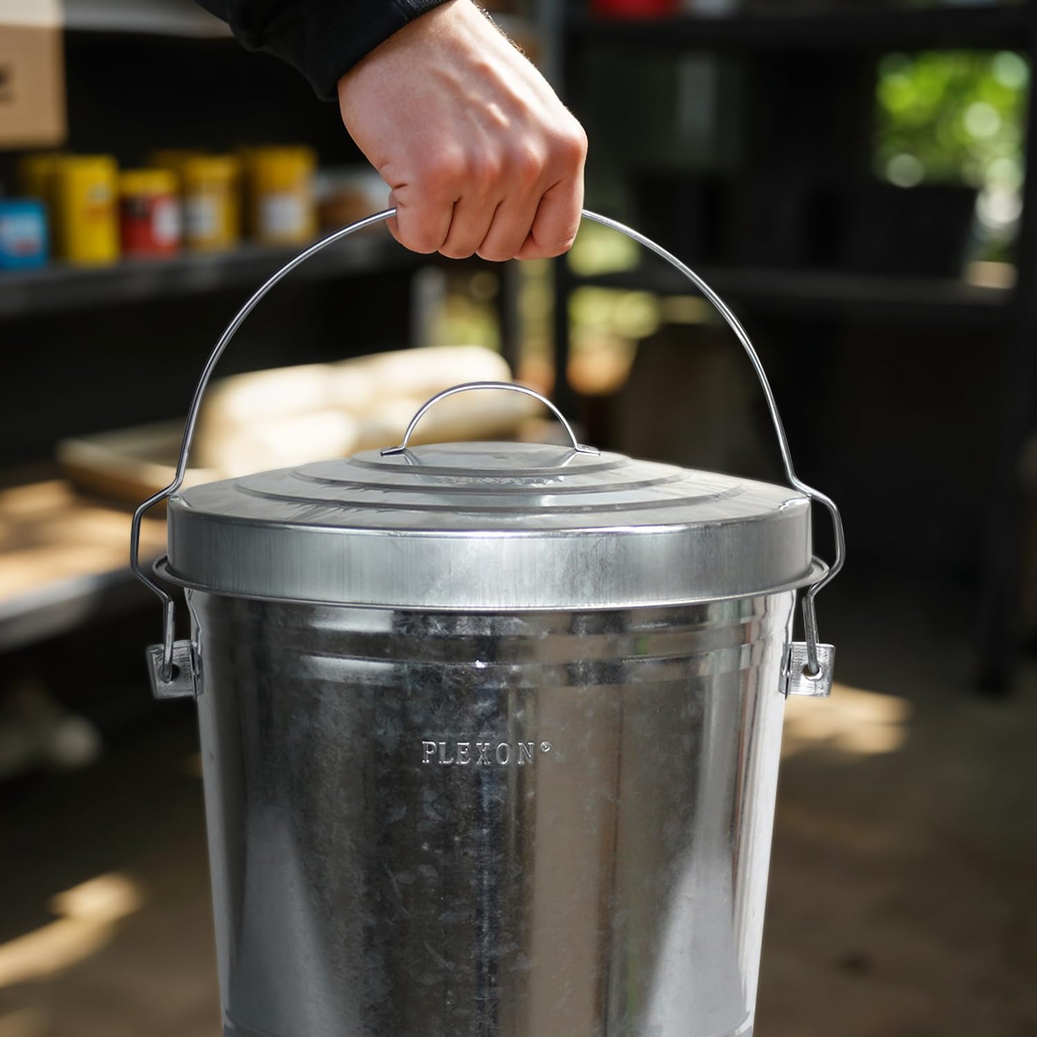 6-Gallon Galvanized Steel Round Fire Resistant Trash Can with Lid