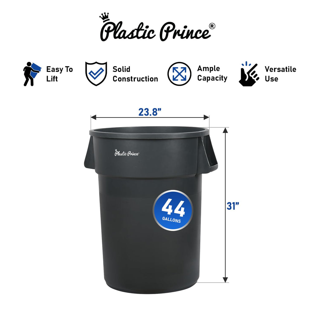 44 Gal Gray Round Trash Can